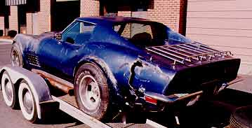 Wrecked blue corvette